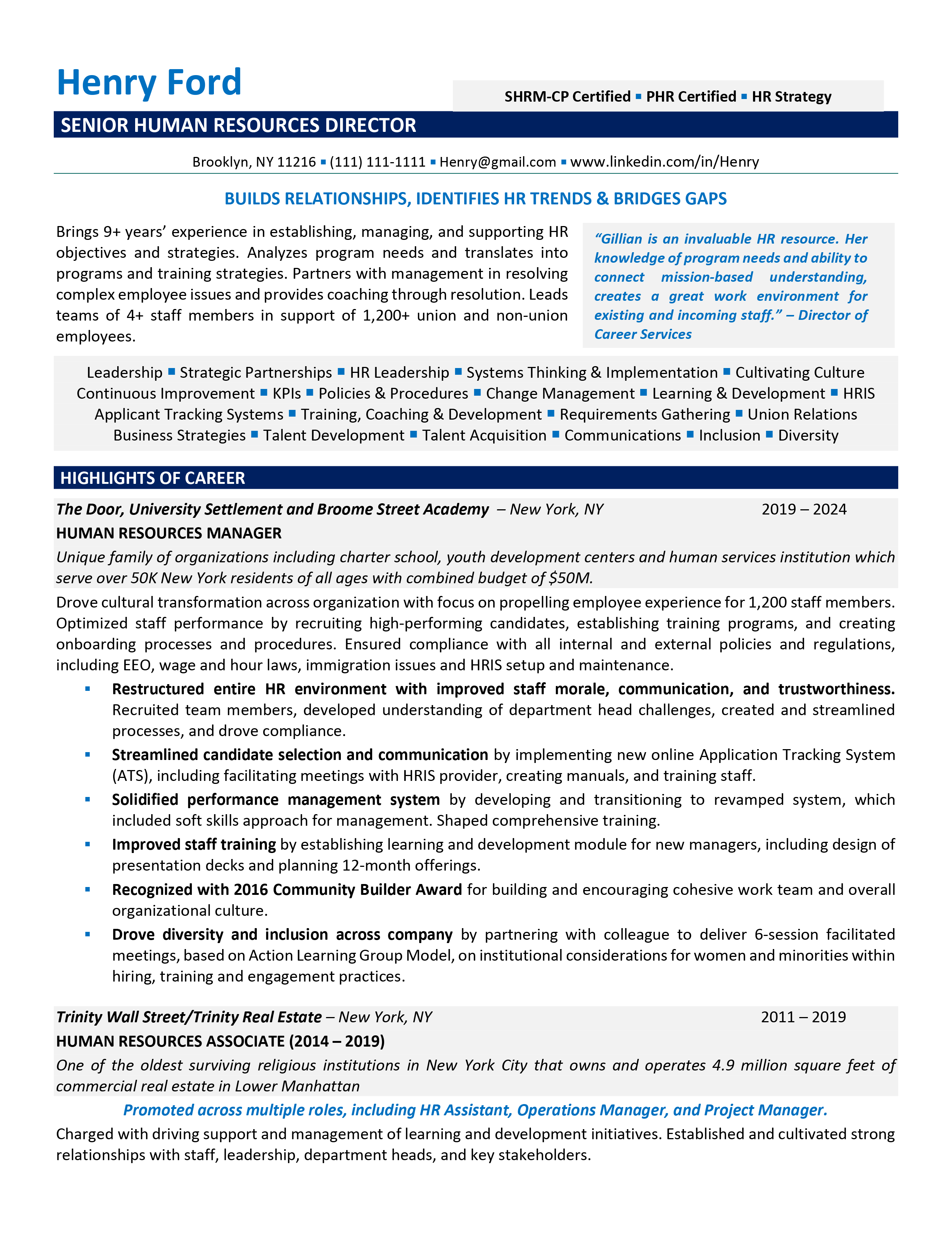 2025 HR Director Resume Examples Guide 