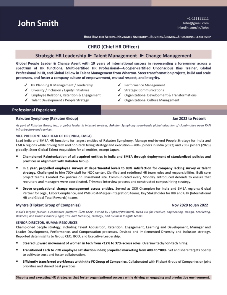 Best Chief Human Resources Officer - Chro Resume Examples 768x994 