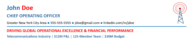 title and contact information example for coo resume