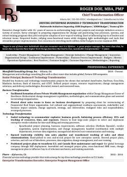 Chief Transformation Officer Resume Sample 1