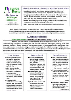 Event Manager Resume Sample 1