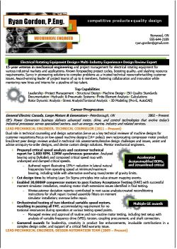 Mechanical Engineer Resume Sample 1