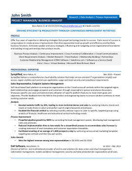 Sample project manager resume