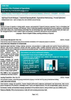 VP of Operations Resume Sample 1