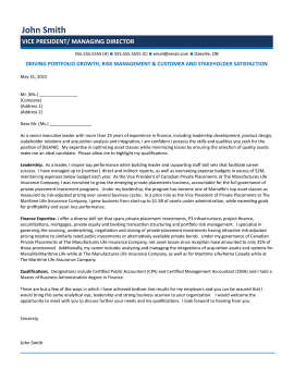 Vice President Cover Letter