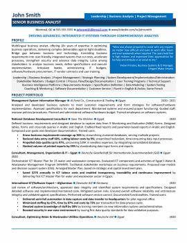 senior business analyst resume