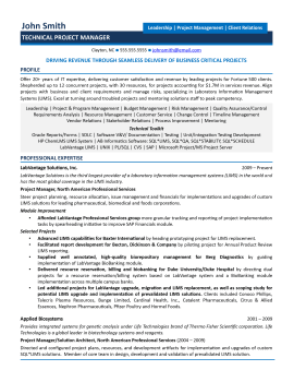 technical project manager resume